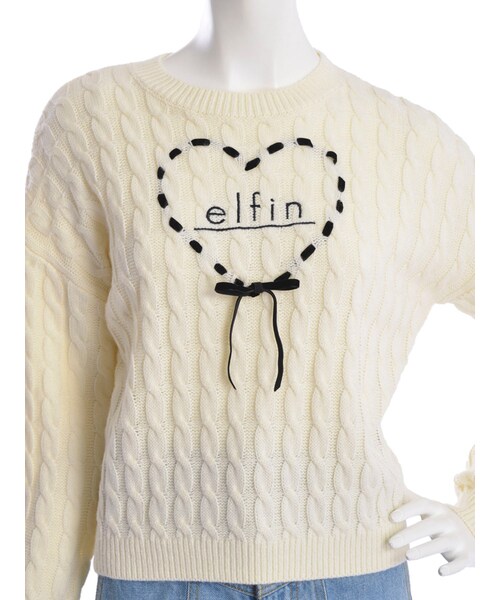 merry jenny（メリージェニー）の「【vivi12月号八木アリサさん着用】elfinハートニット（トップス・レディース・オフホワイト/ワイン/ネイビー・F）」の10枚目の写真