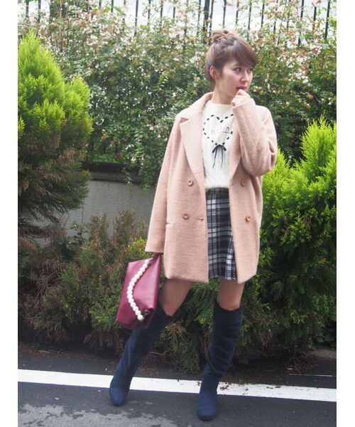 merry jenny（メリージェニー）の「【vivi12月号八木アリサさん着用】elfinハートニット（トップス・レディース・オフホワイト/ワイン/ネイビー・F）」の5枚目の写真