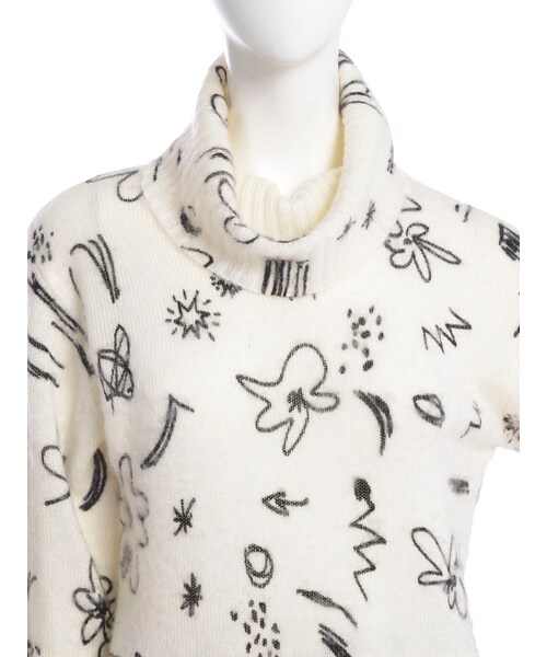 merry jenny（メリージェニー）の「【girly】SketchタートルニットTOPS（トップス・レディース・オフホワイト/グレー・F）」の6枚目の写真