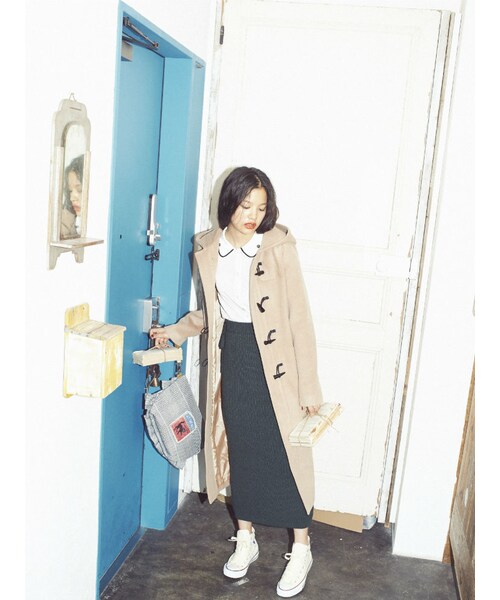 merry jenny（メリージェニー）の「【vivi12月号玉城ティナさん着用】LONGダッフルコート（ジャケット/アウター・レディース・レッド/ネイビー/ベージュ・F）」の5枚目の写真