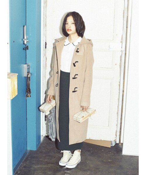 merry jenny（メリージェニー）の「【vivi12月号玉城ティナさん着用】LONGダッフルコート（ジャケット/アウター・レディース・レッド/ネイビー/ベージュ・F）」の4枚目の写真