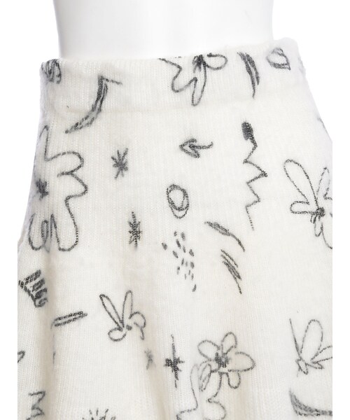 merry jenny(メリージェニー)の「【girly】Sketchニットスカート(スカート・レディース・オフホワイト/グレー・F)」の6枚目の写真