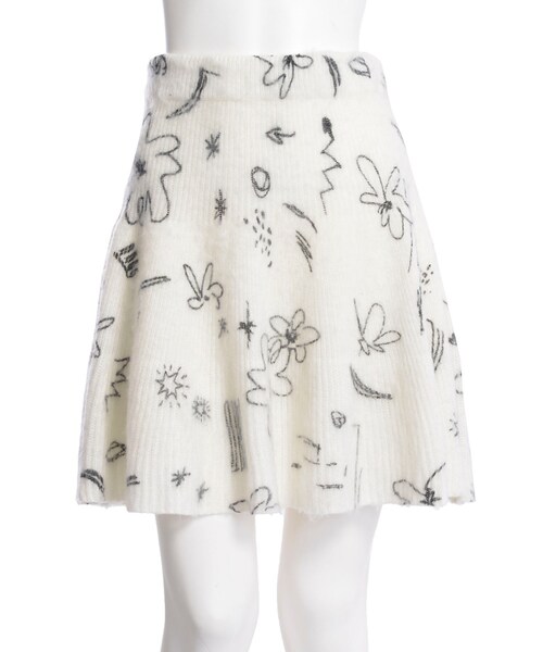 merry jenny(メリージェニー)の「【girly】Sketchニットスカート(スカート・レディース・オフホワイト/グレー・F)」の1枚目の写真