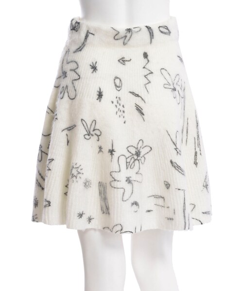 merry jenny(メリージェニー)の「【girly】Sketchニットスカート(スカート・レディース・オフホワイト/グレー・F)」の5枚目の写真