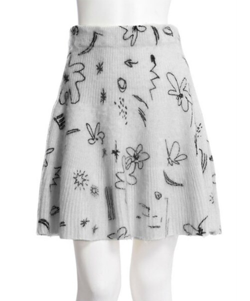 merry jenny(メリージェニー)の「【girly】Sketchニットスカート(スカート・レディース・オフホワイト/グレー・F)」の2枚目の写真