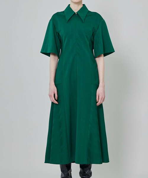 mame（マメ）の「ダブルレイヤーストライプジャージードレス