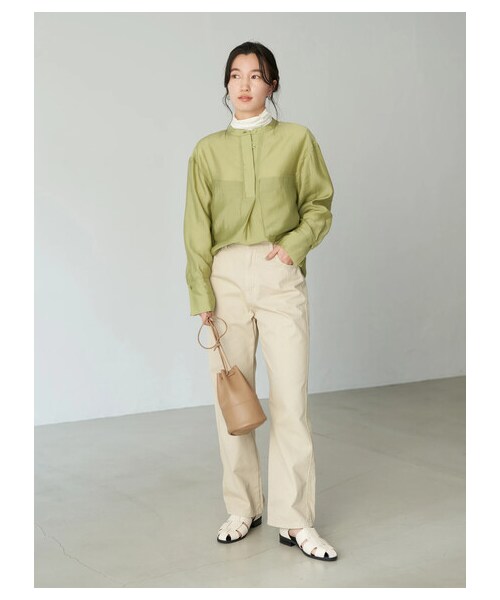 earth music&ecology（アースミュージックアンドエコロジー）の「【予約】ストレートデニム（パンツ・アイボリー/グレーベージュ/インディゴ・S/M/L）」の5枚目の写真