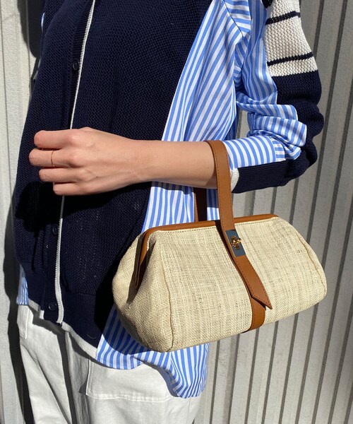 BONbazaar（ボンバザール）の「【COTTO/コット】ラフィアレザーショルダーバッグ  小（ショルダーバッグ・レディース・アイボリー/オレンジ・F）」の2枚目の写真