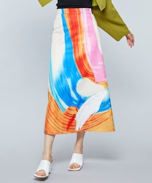 新品 Ameri ヘイリーウェーブアートスカート Ameri（アメリ）の「HAILEY WAVE ART SKIRT（スカート）」 - WEAR