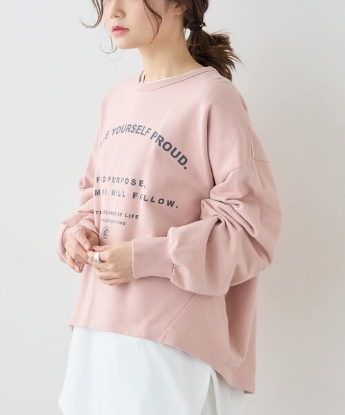 PUAL CE CIN（ピュアルセシン）の「裏毛プリントプルオーバー（Tシャツ/カットソー・レディース・ホワイト/ブルー/ベージュ/ピンク・FREE）」の3枚目の写真