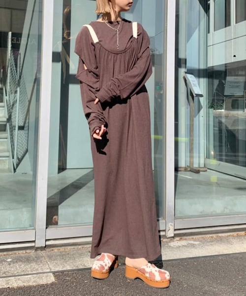 Kastane(カスタネ)の「【22SSカタログ掲載アイテム】カットオフプルオーバー&ワンピセット(ワンピース・レディース・ブラウン/エクリュ/ホワイト・F)」の1枚目の写真