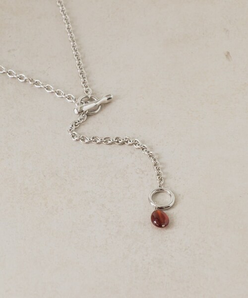 Kastane(カスタネ)の「【fiw.】Birth stone 2way necklace(ネックレス・バーガンディー/パープル/サックスブルー/クリア/ミント/グレー/オレンジ/グリーンイエロー/ブルー/カラーなし/イエロー/スカイブルー・F)」の1枚目の写真