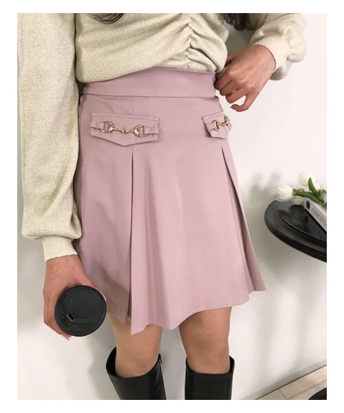 INGNI（イング）の「【春の新作】【着用動画あり】フラットビット付フレア／スカート（スカート・レディース・ｸﾛ/ｸﾛ/ｷﾞﾝｶﾞﾑ/ﾋﾟﾝｸ・F）」の17枚目の写真