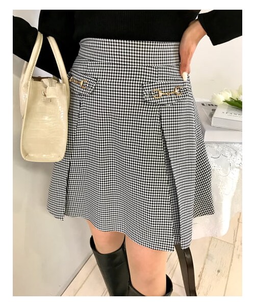 INGNI（イング）の「【春の新作】【着用動画あり】フラットビット付フレア／スカート（スカート・レディース・ｸﾛ/ｸﾛ/ｷﾞﾝｶﾞﾑ/ﾋﾟﾝｸ・F）」の16枚目の写真