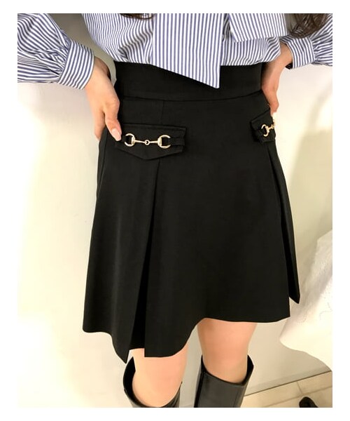 INGNI（イング）の「【春の新作】【着用動画あり】フラットビット付フレア／スカート（スカート・レディース・ｸﾛ/ｸﾛ/ｷﾞﾝｶﾞﾑ/ﾋﾟﾝｸ・F）」の15枚目の写真