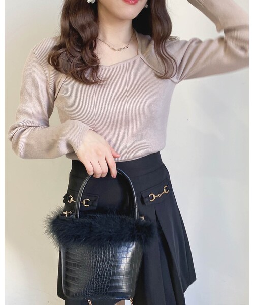 INGNI（イング）の「【春の新作】【着用動画あり】フラットビット付フレア／スカート（スカート・レディース・ｸﾛ/ｸﾛ/ｷﾞﾝｶﾞﾑ/ﾋﾟﾝｸ・F）」の8枚目の写真