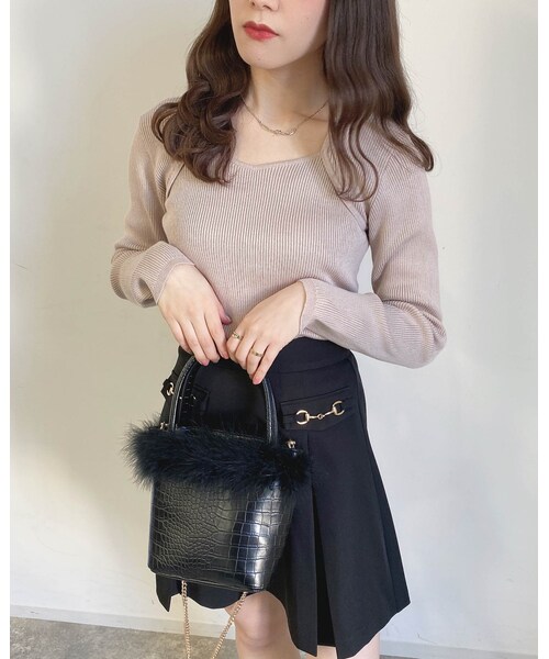 INGNI（イング）の「【春の新作】【着用動画あり】フラットビット付フレア／スカート（スカート・レディース・ｸﾛ/ｸﾛ/ｷﾞﾝｶﾞﾑ/ﾋﾟﾝｸ・F）」の9枚目の写真