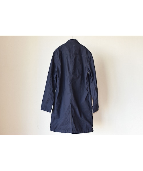 MANUAL ALPHABET(マニュアル アルファベット)の「MANUAL ALPHABET TYP SHT COAT NVY マニュアルアルファベット タイプライターシャツコート ネイビー【unisex】(ステンカラーコート・メンズ・その他)」の4枚目の写真