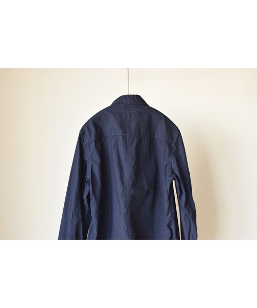 MANUAL ALPHABET(マニュアル アルファベット)の「MANUAL ALPHABET TYP SHT COAT NVY マニュアルアルファベット タイプライターシャツコート ネイビー【unisex】(ステンカラーコート・メンズ・その他)」の7枚目の写真
