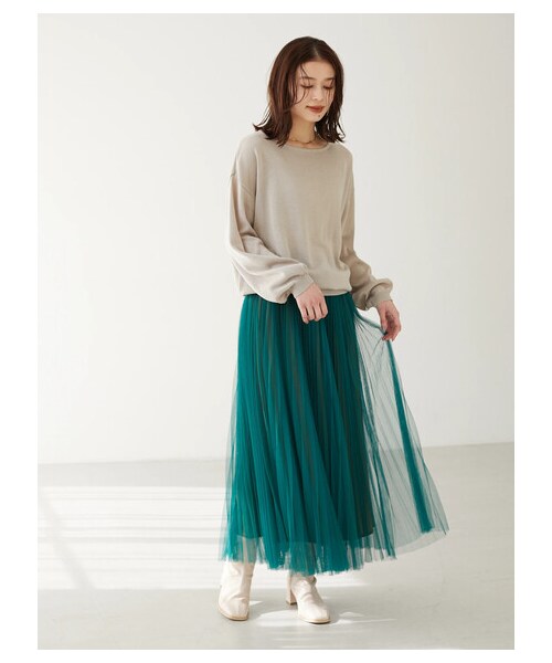 Green　Parks（グリーンパークス）の「・furry rate プリーツチュールスカート（スカート・ピンク/イエロー/グリーン・F）」の2枚目の写真