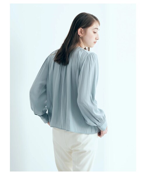 YECCA VECCA（イェッカヴェッカ）の「2wayシャーリングブラウス（トップス・オフホワイト/イエロー/ミント/ネイビー・F）」の5枚目の写真