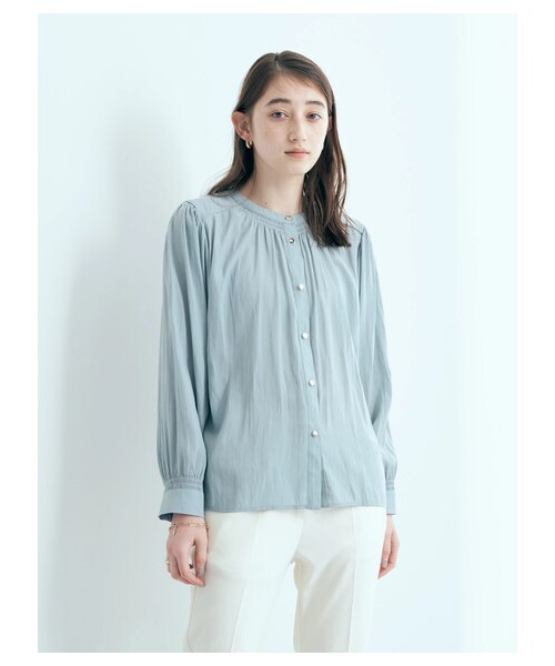 YECCA VECCA（イェッカヴェッカ）の「2wayシャーリングブラウス（トップス・オフホワイト/イエロー/ミント/ネイビー・F）」の2枚目の写真