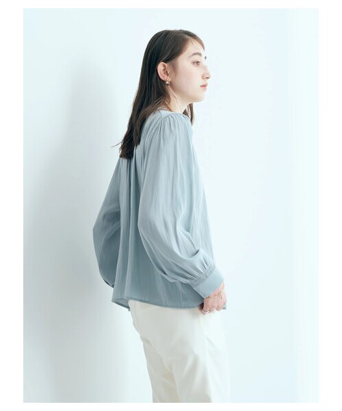 YECCA VECCA（イェッカヴェッカ）の「2wayシャーリングブラウス（トップス・オフホワイト/イエロー/ミント/ネイビー・F）」の4枚目の写真