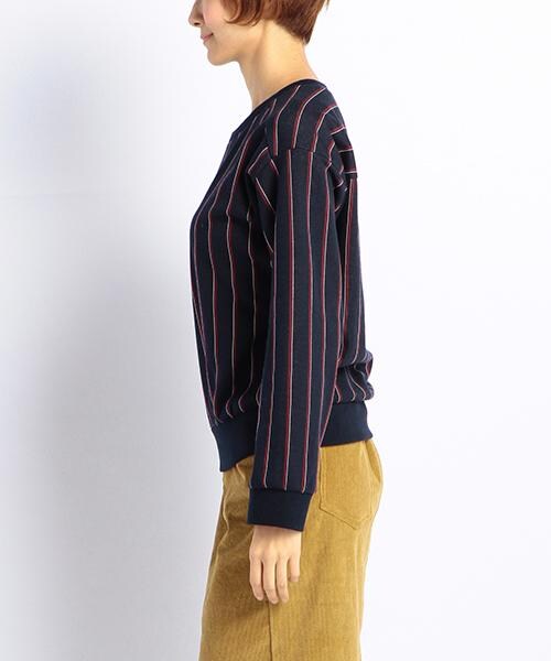 DOUBLE NAME（ダブルネーム）の「レジメンタルストライプ柄プルオーバートップス（トップス・レディース・ネイビー/キナリ/杢グレー・FREE）」の4枚目の写真