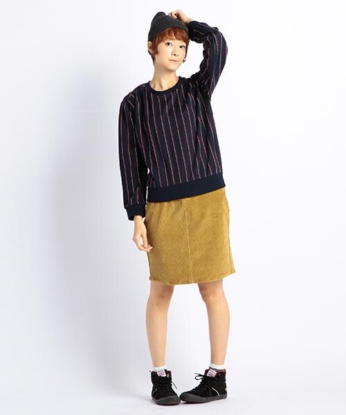 DOUBLE NAME（ダブルネーム）の「レジメンタルストライプ柄プルオーバートップス（トップス・レディース・ネイビー/キナリ/杢グレー・FREE）」の8枚目の写真