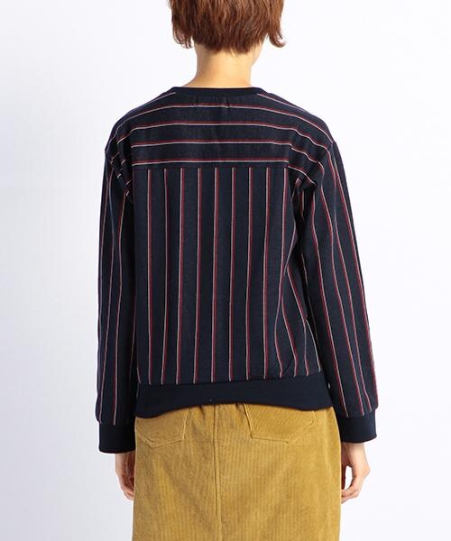 DOUBLE NAME（ダブルネーム）の「レジメンタルストライプ柄プルオーバートップス（トップス・レディース・ネイビー/キナリ/杢グレー・FREE）」の5枚目の写真