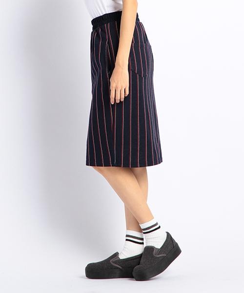 DOUBLE NAME（ダブルネーム）の「レジメンタルストライプ柄タイトスカート（スカート・レディース・ネイビー/キナリ/杢グレー・FREE）」の4枚目の写真