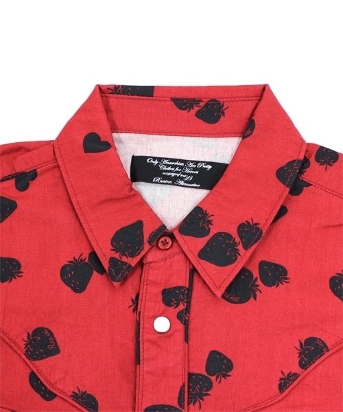 RNA（アールエヌエー）の「ストロベリーハートシャツワンピ（ワンピース/ドレス・レディース・ブラック/ネイビー/ダークレッド・M）」の5枚目の写真