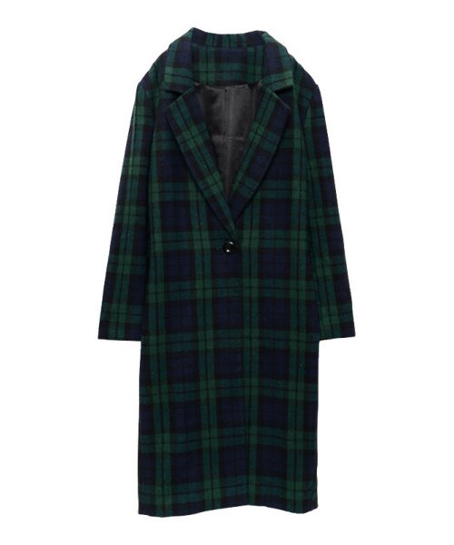 Re:EDIT(リエディ)の「ウールタッチメルトンシングルチェスターコート(ジャケット/アウター・レディース・ブラック/グレー/キャメル/バーガンディ/ブルー/ネイビー/モスグリーン/グレンチェックホワイト/グレンチェックグレー/ツイードミックス/ツイードブラック/チェックブルー/チェックグリーン・M/L)」の14枚目の写真