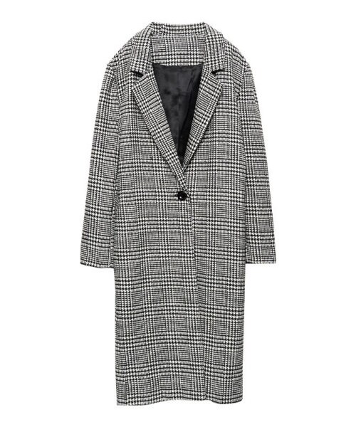 Re:EDIT(リエディ)の「ウールタッチメルトンシングルチェスターコート(ジャケット/アウター・レディース・ブラック/グレー/キャメル/バーガンディ/ブルー/ネイビー/モスグリーン/グレンチェックホワイト/グレンチェックグレー/ツイードミックス/ツイードブラック/チェックブルー/チェックグリーン・M/L)」の10枚目の写真