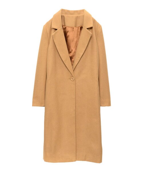 Re:EDIT(リエディ)の「ウールタッチメルトンシングルチェスターコート(ジャケット/アウター・レディース・ブラック/グレー/キャメル/バーガンディ/ブルー/ネイビー/モスグリーン/グレンチェックホワイト/グレンチェックグレー/ツイードミックス/ツイードブラック/チェックブルー/チェックグリーン・M/L)」の5枚目の写真