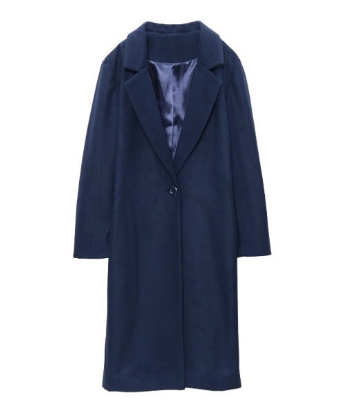 Re:EDIT(リエディ)の「ウールタッチメルトンシングルチェスターコート(ジャケット/アウター・レディース・ブラック/グレー/キャメル/バーガンディ/ブルー/ネイビー/モスグリーン/グレンチェックホワイト/グレンチェックグレー/ツイードミックス/ツイードブラック/チェックブルー/チェックグリーン・M/L)」の9枚目の写真