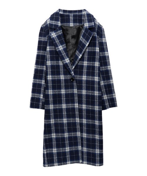 Re:EDIT(リエディ)の「ウールタッチメルトンシングルチェスターコート(ジャケット/アウター・レディース・ブラック/グレー/キャメル/バーガンディ/ブルー/ネイビー/モスグリーン/グレンチェックホワイト/グレンチェックグレー/ツイードミックス/ツイードブラック/チェックブルー/チェックグリーン・M/L)」の13枚目の写真