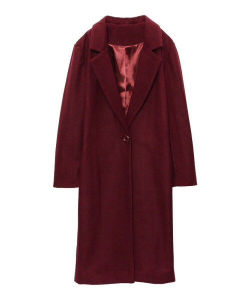 Re:EDIT(リエディ)の「ウールタッチメルトンシングルチェスターコート(ジャケット/アウター・レディース・ブラック/グレー/キャメル/バーガンディ/ブルー/ネイビー/モスグリーン/グレンチェックホワイト/グレンチェックグレー/ツイードミックス/ツイードブラック/チェックブルー/チェックグリーン・M/L)」の6枚目の写真