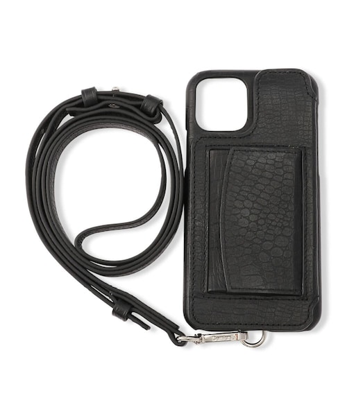 Demiurvo/デミウルーボ/POCHE Croco（New model)/iPhone11Proストラップ付き/BLK