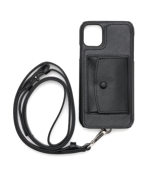 Demiurvo/デミウルーボ /POCHE Saffiano /iPhone 11 ストラップ付き/BLK