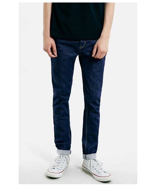 TOPMAN（トップマン）の「Topman Coated Skinny Fit Raw Denim Jeans (Mid Blue)（デニムパンツ・メンズ・Mid Blue・Regular 34R/Regular 30R/Regular 32R/Regular 36L/Regular 32L/Regular 34L/Regular 30S/Regular 32S）」の4枚目の写真