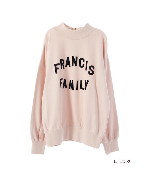 w closet（ダブルクローゼット）の「FRANCIS FAMILY裏毛プルオーバー（トップス・レディース・L.ブルー/L.ピンク/グリーン/ネイビー・FREE）」の3枚目の写真