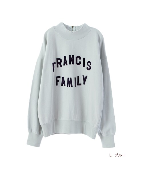 w closet（ダブルクローゼット）の「FRANCIS FAMILY裏毛プルオーバー（トップス・レディース・L.ブルー/L.ピンク/グリーン/ネイビー・FREE）」の2枚目の写真