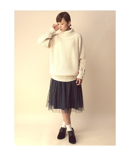 w closet（ダブルクローゼット）の「3G片畦編みタートルニットプルオーバー（トップス・レディース・オフホワイト/S.ピンク/カーキ・FREE）」の10枚目の写真
