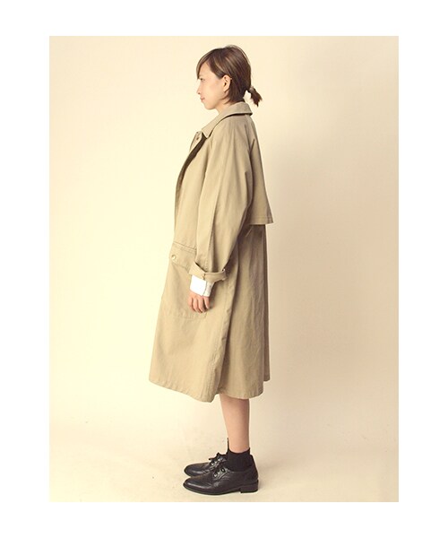 w closet(ダブルクローゼット)の「コットンツイルボーイフレンドコート(トップス・レディース・サンドベージュ/ネイビー・FREE)」の4枚目の写真