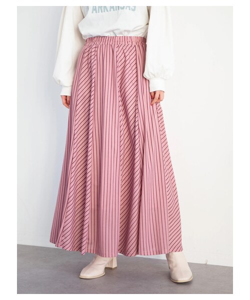Green　Parks（グリーンパークス）の「・RAY CASSIN ストライプフレアハギスカート（スカート・ブラック/ピンク/ベージュ/カーキ・F）」の10枚目の写真