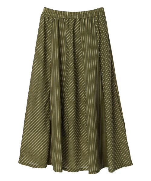 Green　Parks（グリーンパークス）の「・RAY CASSIN ストライプフレアハギスカート（スカート・ブラック/ピンク/ベージュ/カーキ・F）」の22枚目の写真