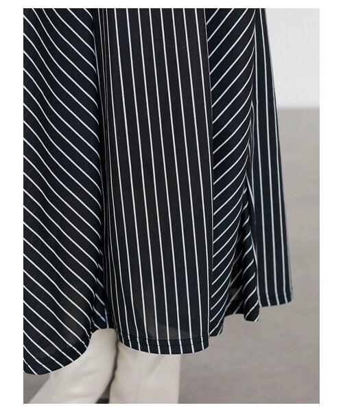 Green　Parks（グリーンパークス）の「・RAY CASSIN ストライプフレアハギスカート（スカート・ブラック/ピンク/ベージュ/カーキ・F）」の6枚目の写真