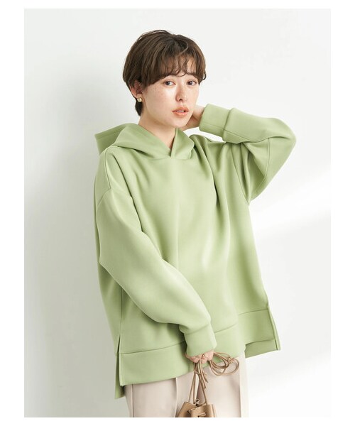 earth music&ecology（アースミュージックアンドエコロジー）の「【予約】ツイルダンボールフードプルオーバー（トップス・アイボリー/ベージュ/ライムグリーン・F）」の9枚目の写真