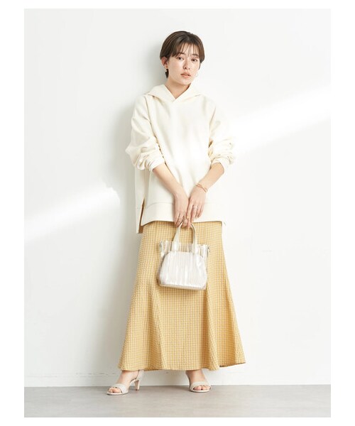 earth music&ecology（アースミュージックアンドエコロジー）の「【予約】ツイルダンボールフードプルオーバー（トップス・アイボリー/ベージュ/ライムグリーン・F）」の5枚目の写真